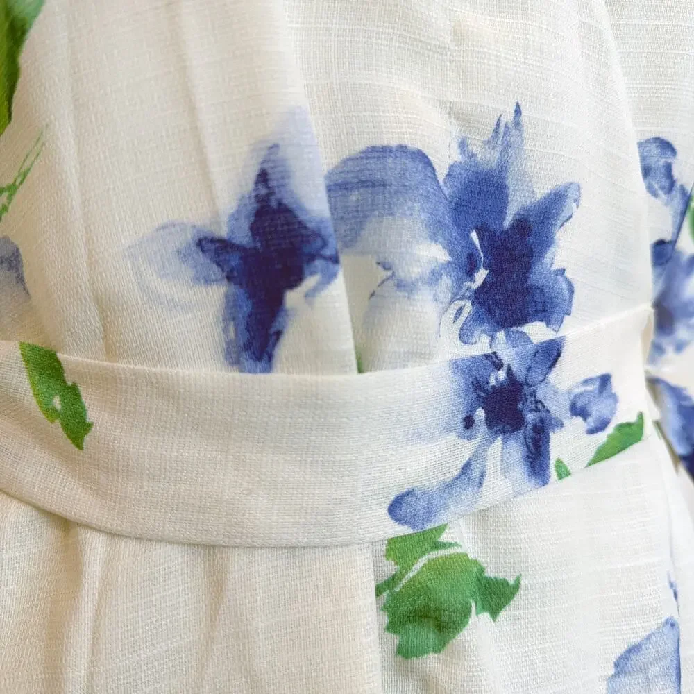 NWT COLLECTIVE CONCEPTS Semi-Sheer Floral Wrap Blouse (Ivory | Size S) - Picture 7 of 10